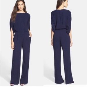 DIANE VON FURSTENBERG DVF Dezi Jumpsuit Dolman Sleeve Size 2 Pockets Navy NWOT
